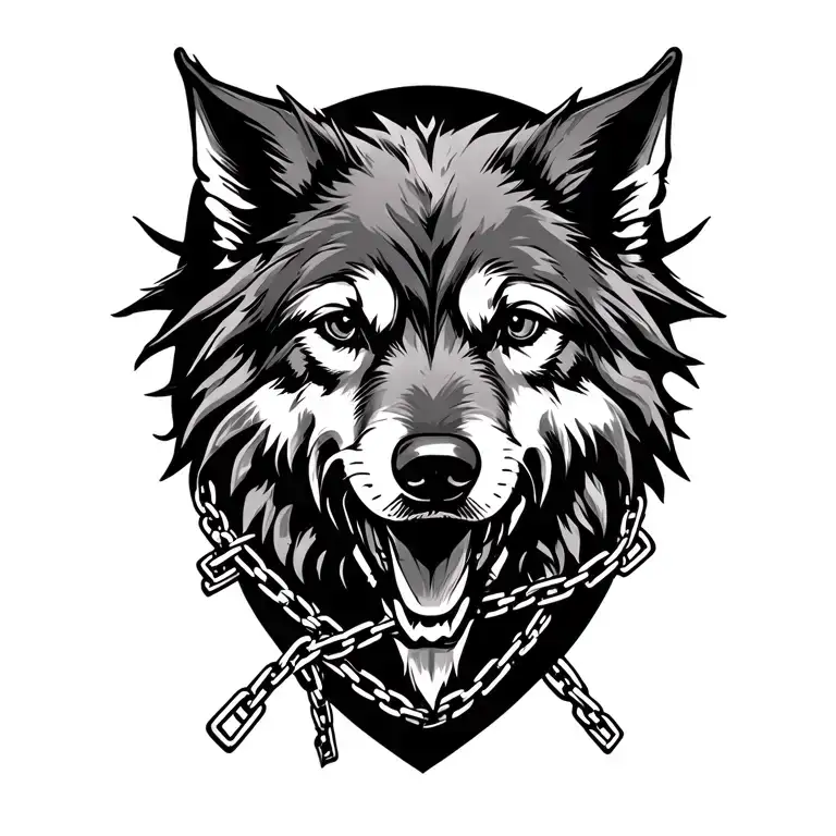 Cerberus As A Wolfhound With Chains Wrapped