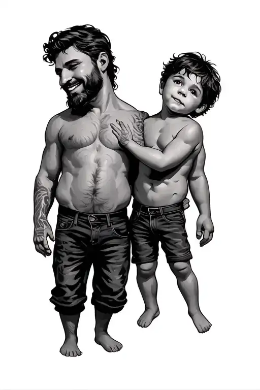 Dad And Son Tattoo Design