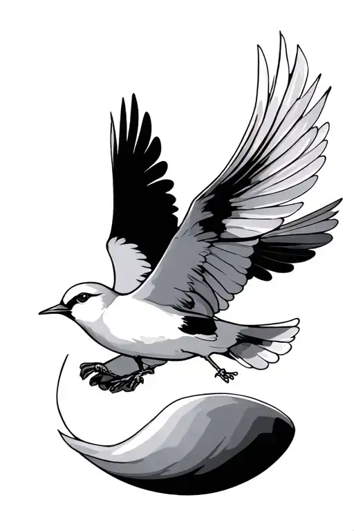 Joy With A Bird Flying