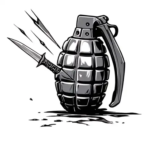 Grenade With Dagger Stabbing Tattoo idea