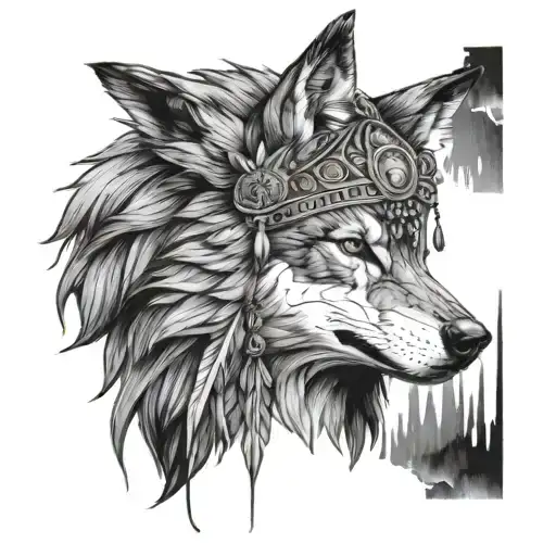 Women Wearing A Wolf Headdress Being Worn