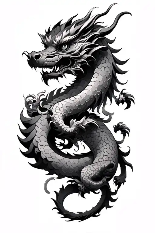 Foo Dog And Dragon Intertwined