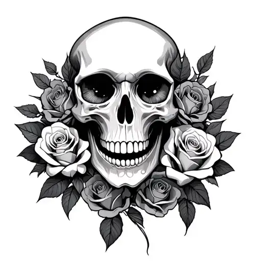 Skull Head With Scorpions Coming Out Of The Eyes And Roses All Around