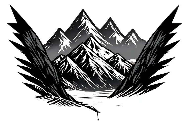 Arrow With Mountain Range