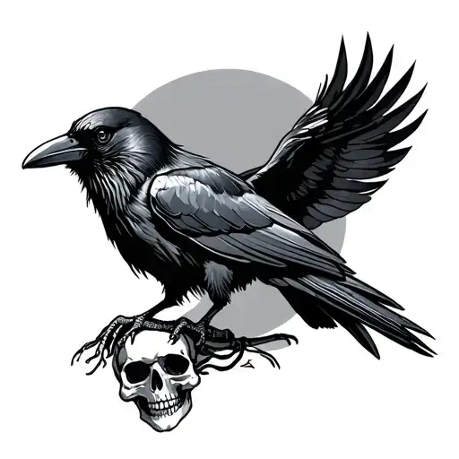 Crow On A Skeletons Shoulder
