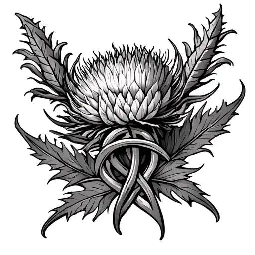 Scottish Thistle With Celtic Love Knot Intertwined