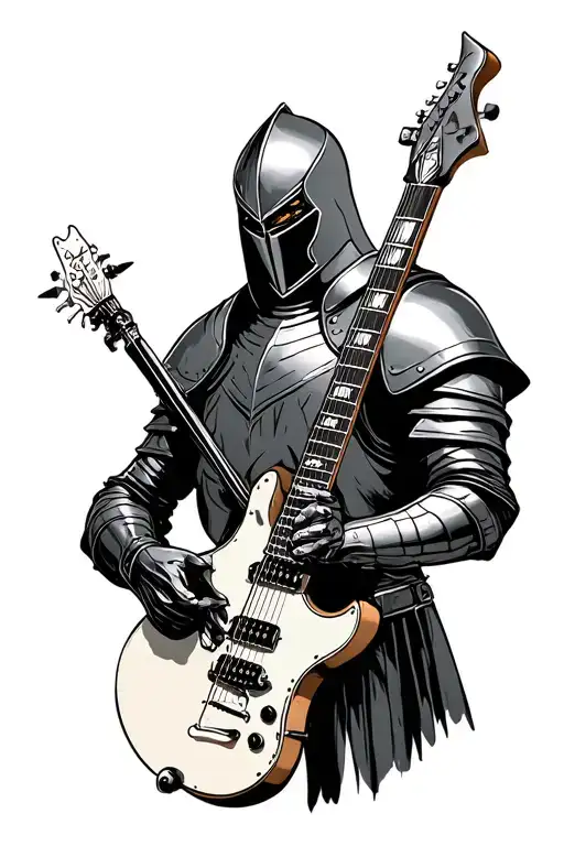 Knight Holding Electric Guitar