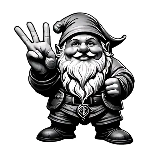 Smiling Gnome Holding Up Peace Sign