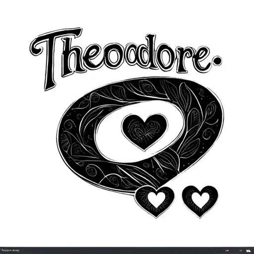Theodore Name With Hearts Instead Of O's