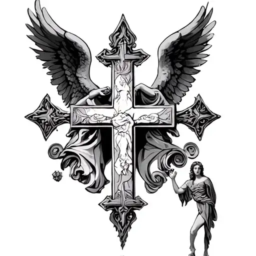 Jerusalem Cross And Angel