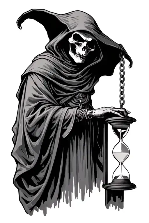 Grim Reaper Full Body Holding Hourglass By Chain