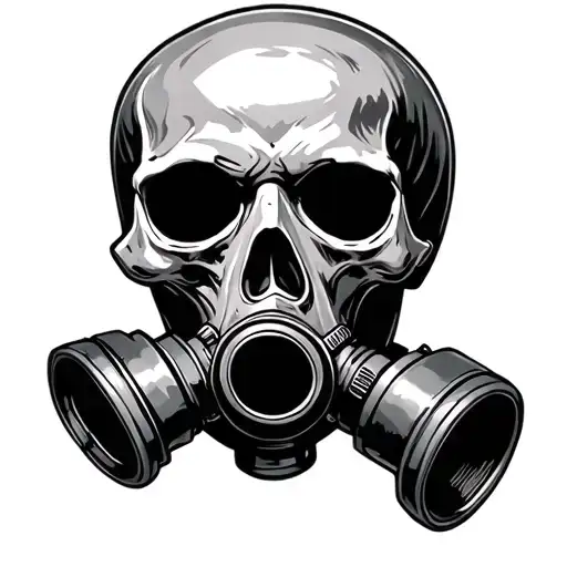 Skull With Gas Mask Surrounded