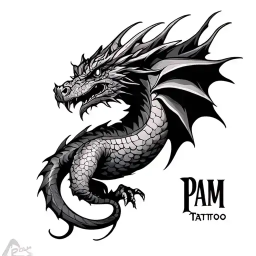 Dragon Tattoo Using Word Pam Font The Letters