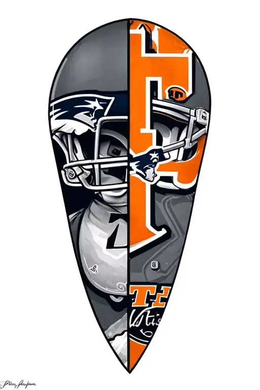 New England Patriots And Tennessee Vols Half Leg Sleeve Tattoo idea