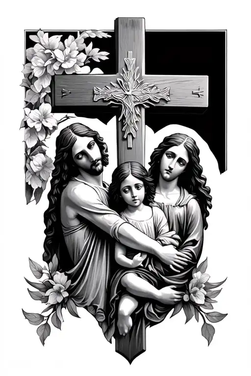 Cross And Jesus And Family