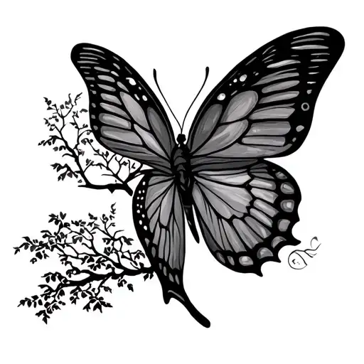 Butterfly With Tree Of Line In The Wings