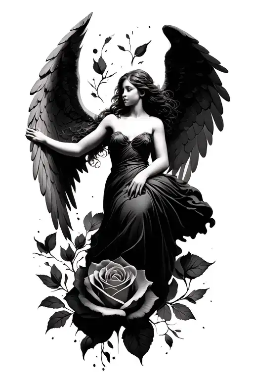 Rose And Angel Falling