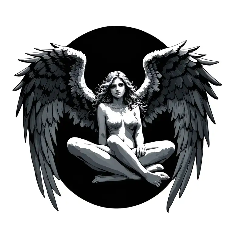 Fallen Angel Wings Sitting