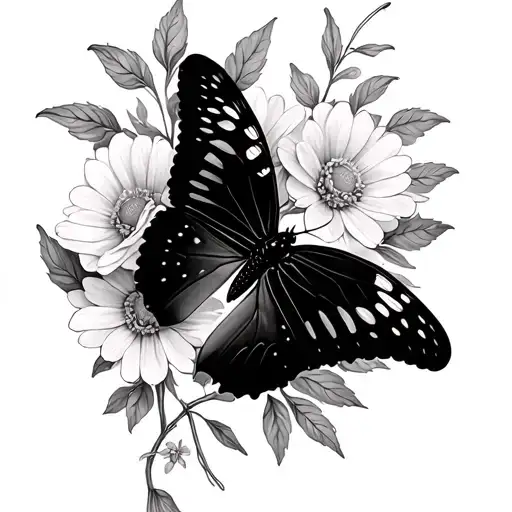 September Birth Flowers And A Butterfly