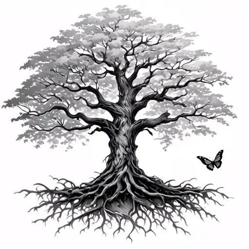 Tree Of Lufe And Butterfly