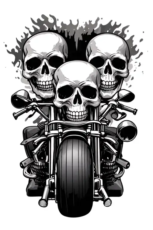 Skulls On Chopper Motorcycle