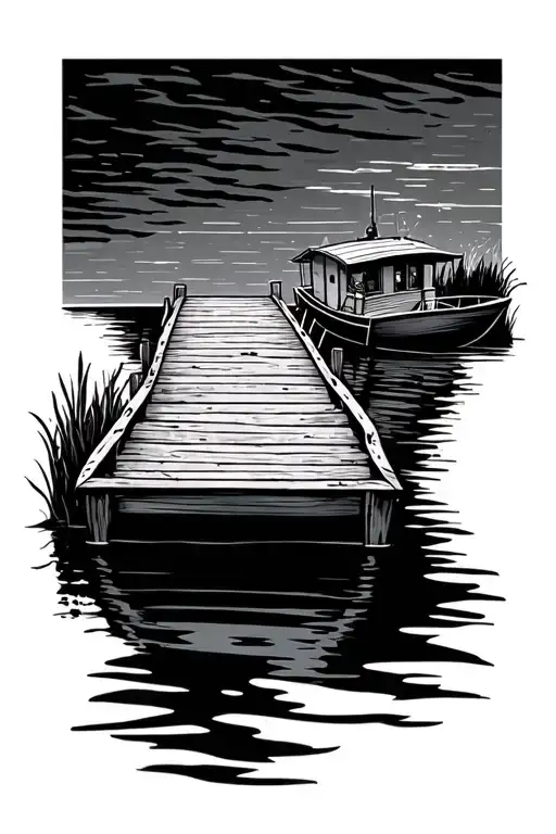 Dock And Lake Scene