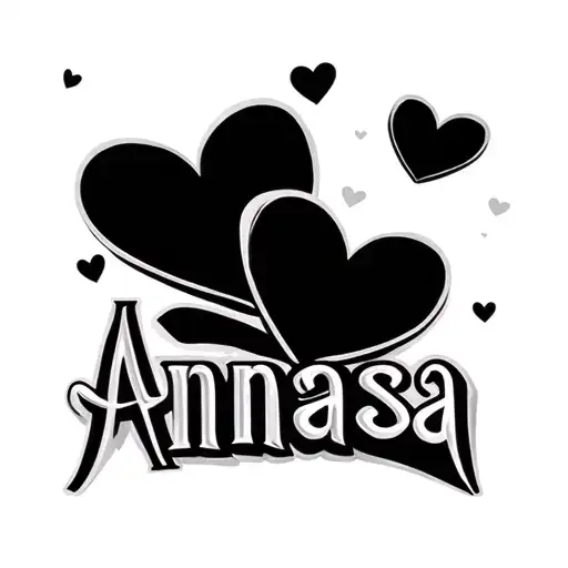 Name Tattoo The Word Annasa With Hearts