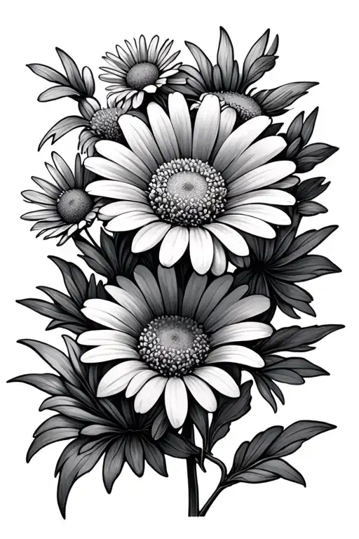 Aster And Daisy Flower Intertwined