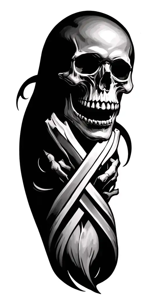 Death Skull X Arm Tattoo Design