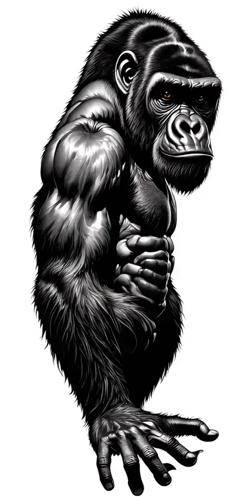 Blackout Full Sleeve With Gorilla At The Top Half Sleeve Tattoo idea