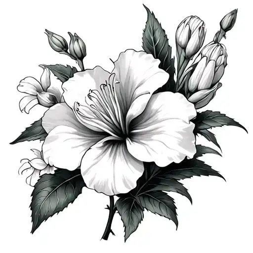 Azalea Flower Surrounded By Cornflowe