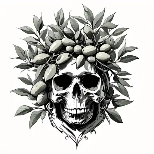 The Duality Of Man Olive Tree And Skull