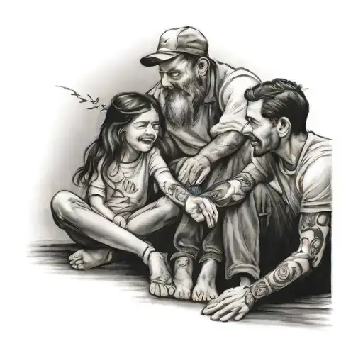 Father And Son And Daughter Holding Hands