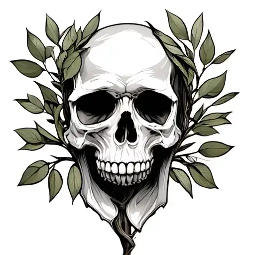 The Duality Of Man Olive Tree Blended Skull
