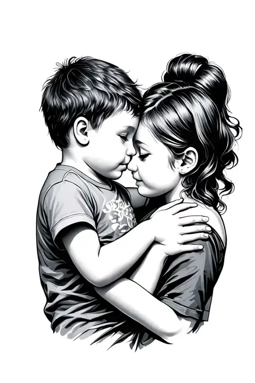 Mother Holding Son Showing Back Of Son And Mother's Head