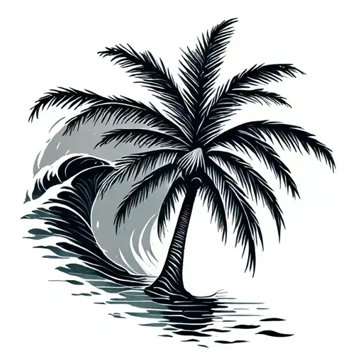 Palm Tree With Wave