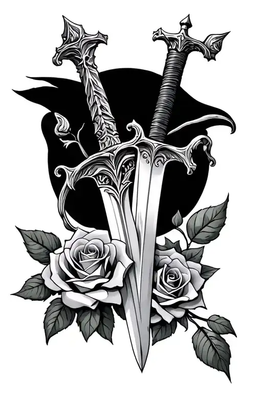 Sword And Roses Entwined