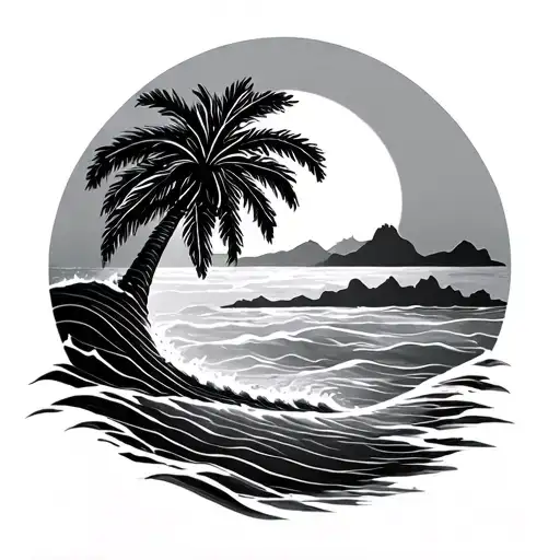 Wave Sun And Palmtree