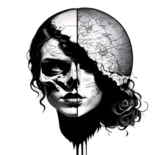 Totenkopf Half Half Woman Face In The Backrest And Map Lady