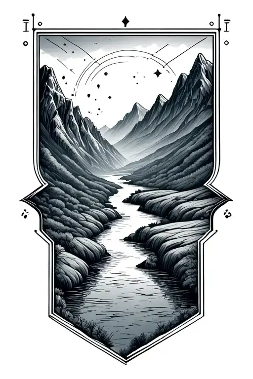 Circuit Pattern Forming A Mountain And River