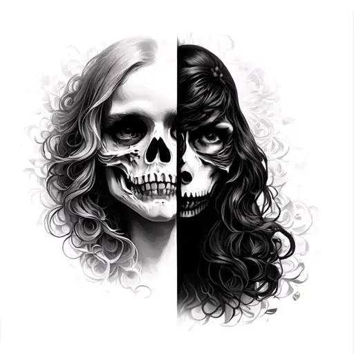 Totenkopf Half Half Woman Face Background Card Game