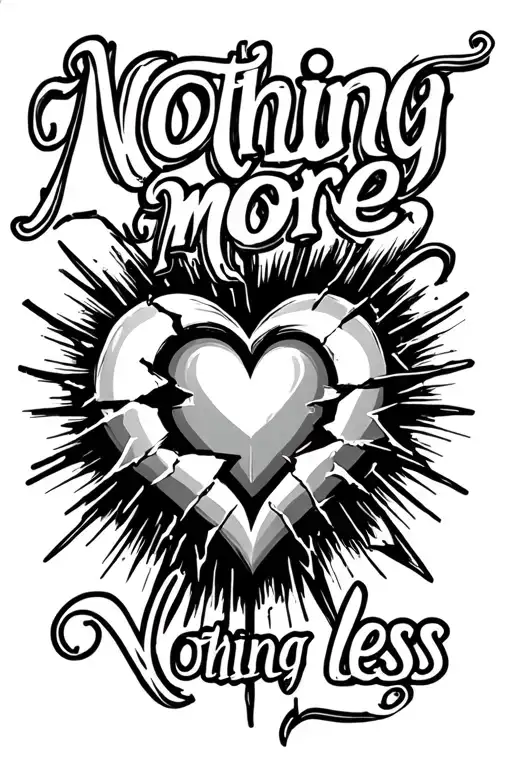 Nothing More Nothing Less Text With Broken Heart Around It