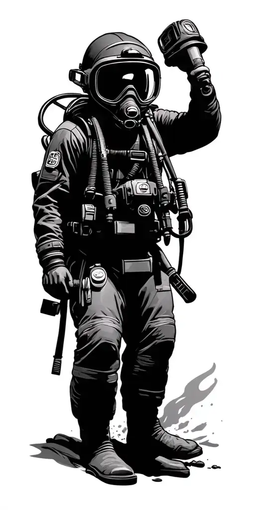 Scuba Diver And Firefighting