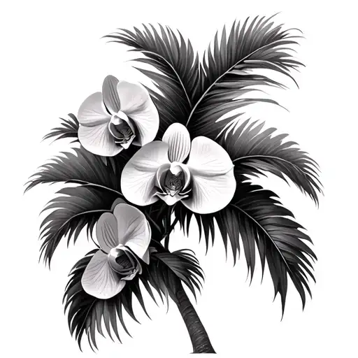 Palm Tree With Orchids