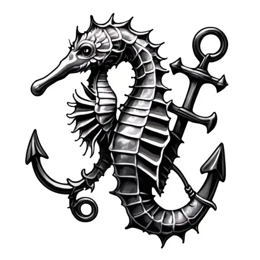 Seahorse And Two Anchors