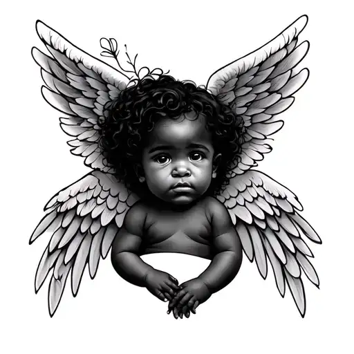 Baby African Angel Wings Tattoo idea