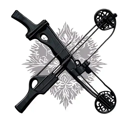 A Black And White Compound Bow Drawing On For A Masculine