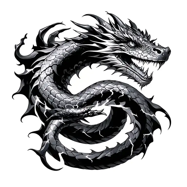 A Snake Or Dragon Combined With A Lightning Pattern