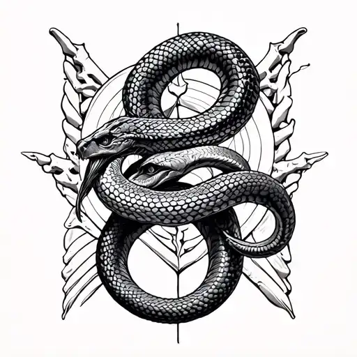 Bones And Snake Intertwined