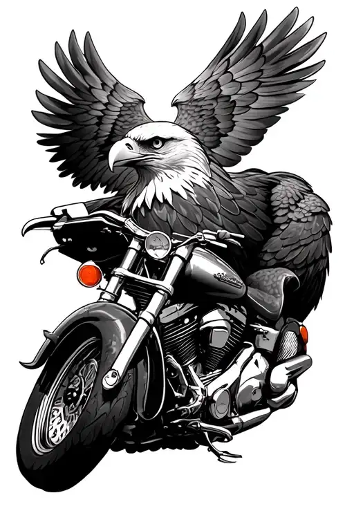 Bald Eagle With Harley Davidson Motorcycle